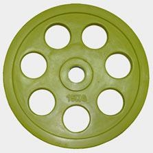 Олимпийский диск евро-классик с хватом &quot;Ромашка&quot; 15 кг. (обрезиненный, желтый, d51мм.), фото 1