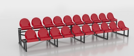 Трибуна сборно-разборная ОЛИМП СИТИ 2-х рядная на 20 мест (без навеса), фото 1