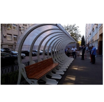 Велопарковка 45 градусов с навесом и лавочкой