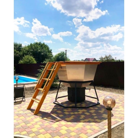 Сибирский банный чан &quot;Добрыня Никитич&quot; на подставке + печь 1850 мм опора - черный металл, фото 6