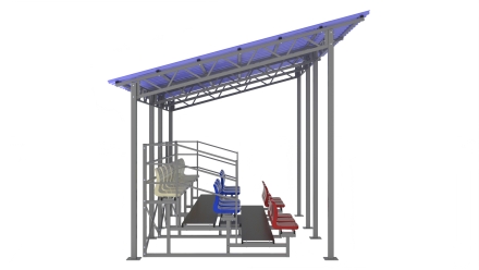 Трибуна сборно-разборная ОЛИМП СИТИ 3-х рядная на 20 мест (с навесом из профлиста), фото 4