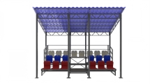 Трибуна сборно-разборная ОЛИМП СИТИ 3-х рядная на 20 мест (с навесом из профлиста) Трибуна сборно-разборная ОЛИМП СИТИ 3-х рядная на 20 мест (с навесом из профлиста)