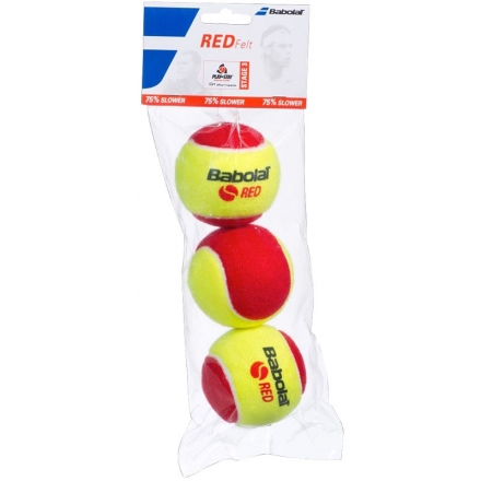 Мяч теннисный BABOLAT Red, арт.501036,уп.3 шт, войлок, шерсть, нат.резина, желто-красный, фото 1