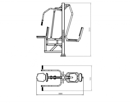 Уличный тренажер TORUDA &quot;Жим ногами + Жим от груди&quot;, фото 2