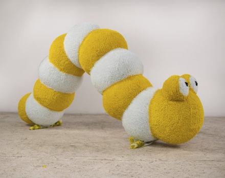 Топиари гусеница, h=100 см - газон Eco, жёлтая, фото 1