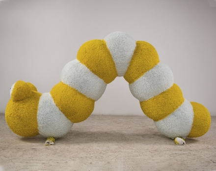 Топиари гусеница, h=100 см - газон Eco, жёлтая, фото 2