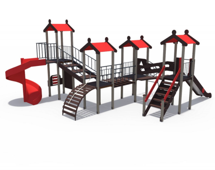 Детский игровой комплекс Городские кварталы Н-1500 и винтовой скат 2000 ДИО 05057, фото 2