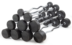 Штанга неразборная обрезиненная 30 кг Изогнутый гриф, фото 5