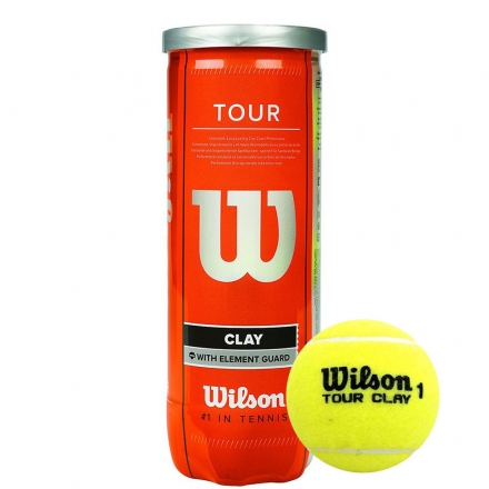 Мяч теннисный WILSON Tour Clay, арт. WRT108900,одобр.ITF и USTA,фетр,нат.резина, уп.3 шт, желтый, фото 1