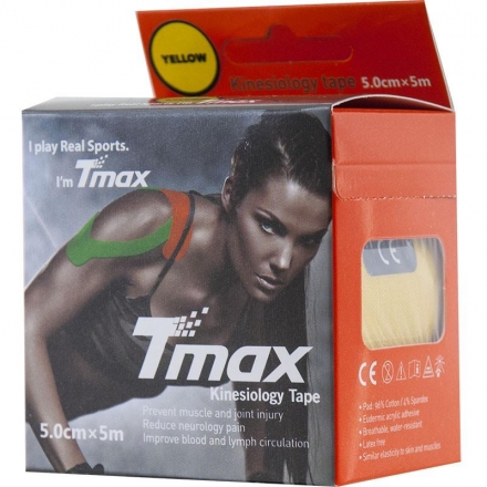 Тейп кинезиологический Tmax Extra Sticky Yellow (5 см x 5 м), арт. 423174, желтый, фото 2