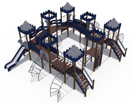 Детский игровой комплекс Сити с тремя горками металлический скат,Н-1200 и 1500 ДИО 13072.2, фото 3