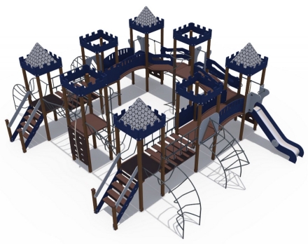 Детский игровой комплекс Сити с тремя горками металлический скат,Н-1200 и 1500 ДИО 13072.2, фото 2