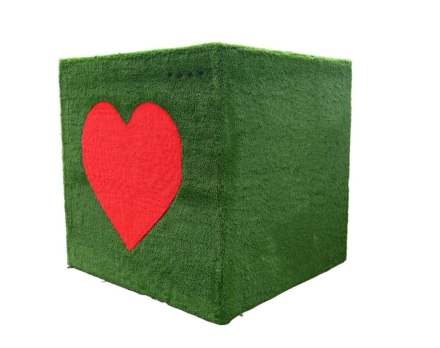 Топиари куб с сердцем, h=200см - газон Deluxe+Есо, фото 1