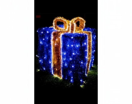 Световая фигура Подарок с мишурой (диаметр 0,4 м), фото 1