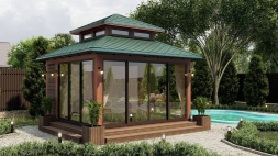 Закрытая беседка Гонконг с панорамным остеклением, фото 1