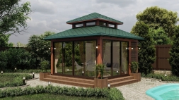 Закрытая беседка Гонконг с панорамным остеклением, фото 6