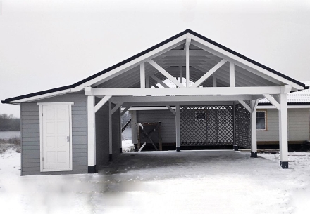 Навес для автомобилей с хозблоком РИЧМОНД Несущий каркас, фото 1