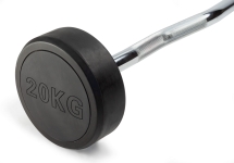 Штанга неразборная обрезиненная 20 кг Изогнутый гриф Штанга неразборная обрезиненная 20 кг Изогнутый гриф