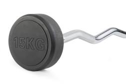 Штанга неразборная обрезиненная 15 кг Изогнутый гриф, фото 1 Штанга неразборная обрезиненная 15 кг Изогнутый гриф, фото 1