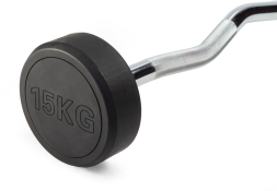 Штанга неразборная обрезиненная 15 кг Изогнутый гриф, фото 2 Штанга неразборная обрезиненная 15 кг Изогнутый гриф, фото 2