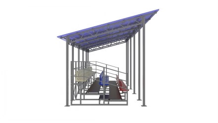 Трибуна сборно-разборная ОЛИМП СИТИ 3-х рядная на 40 мест (с навесом из профлиста), фото 4