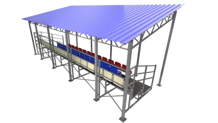 Трибуна сборно-разборная ОЛИМП СИТИ 3-х рядная на 40 мест (с навесом из профлиста), фото 2