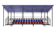 Трибуна сборно-разборная ОЛИМП СИТИ 3-х рядная на 40 мест (с навесом из профлиста) Трибуна сборно-разборная ОЛИМП СИТИ 3-х рядная на 40 мест (с навесом из профлиста)
