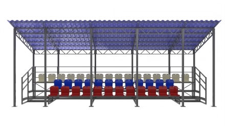 Трибуна сборно-разборная ОЛИМП СИТИ 3-х рядная на 40 мест (с навесом из профлиста), фото 3