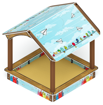 Песочный дворик с навесом Домик (Коты) - ИО 6.01.02-02, фото 1