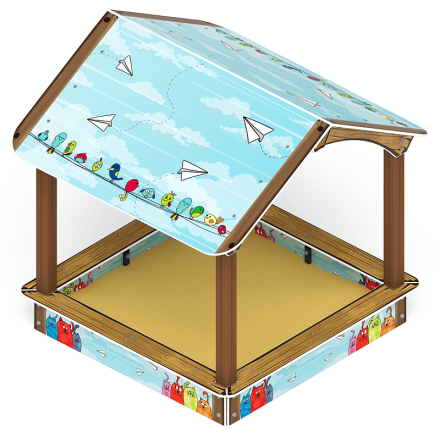 Песочный дворик с навесом Домик (Коты) - ИО 6.01.02-02, фото 3