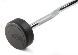 Штанга неразборная обрезиненная 10 кг Изогнутый гриф, фото 2 Штанга неразборная обрезиненная 10 кг Изогнутый гриф, фото 2