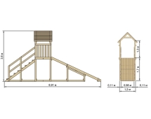 Заливная горка "Снежинка" с крышей, скат 4 м