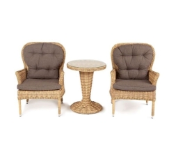 Алиса кофейный комплект из искусственного ротанга, цвет соломенный, фото 1