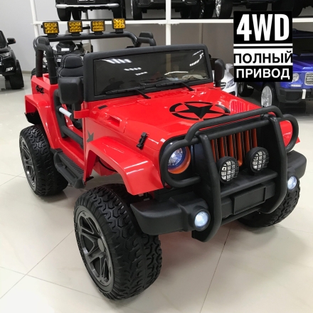 Электромобиль Jeep Wrangler 4WD WXE1688 красный, фото 1