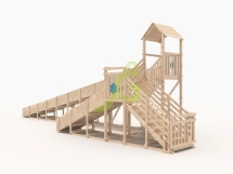 Зимняя деревянная горка "IgraGrad Snow Fox 12 м" с двумя скатами, без окраски