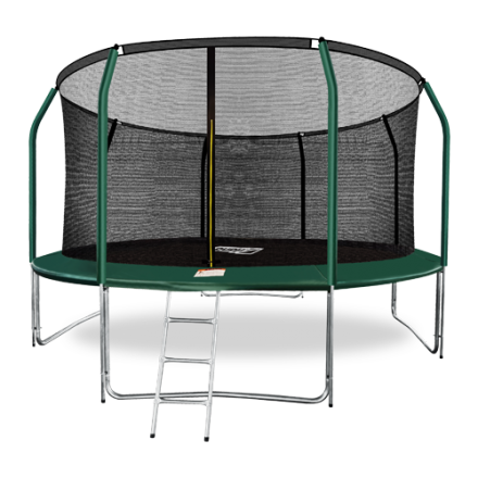 Батут премиум 14FT с внутренней страховочной сеткой и лестницей, темно-зеленый, ARL-TP-1404_I_DG, фото 1