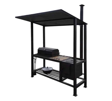 Мангал в стиле ЛОФТ AL 4 с крышкой барбекю и печкой 42*42, фото 1