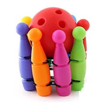 Кегли Малые - 24см 8шт, мячик 14см, в держателе, фото 1