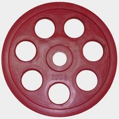 Олимпийский диск евро-классик с хватом &quot;Ромашка&quot; 25 кг. (обрезиненный, красный, d51мм.)