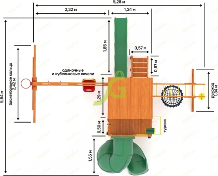 Детская площадка IgraGrad Крафт Pro 4 с трубой мод.2, фото 3