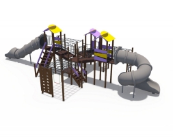 Игровой комплекс Зефир скат пластиковый винтовой закрытый и прямой открытый 2000 мм, скат металлический Н-1500 мм ДИО 10214, фото 4