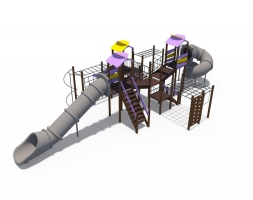 Игровой комплекс Зефир скат пластиковый винтовой закрытый и прямой открытый 2000 мм, скат металлический Н-1500 мм ДИО 10214, фото 2