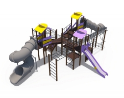 Игровой комплекс Зефир скат пластиковый винтовой закрытый и прямой открытый 2000 мм, скат металлический Н-1500 мм ДИО 10214, фото 1