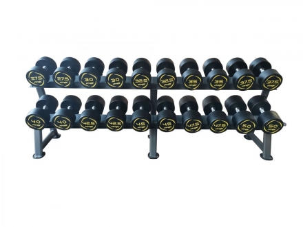 Комплект полиуретановых гантелей 27,5-50кг (10пар) со стойкой, фото 1