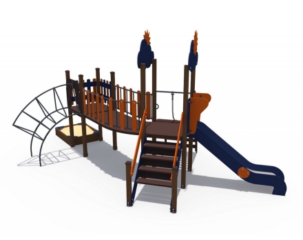 Детский игровой комплекс Весенница-2 с песочницей и металлическим скатом Н-1200 ДИО 04113, фото 4