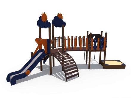 Детский игровой комплекс Весенница-2 с песочницей и металлическим скатом Н-1200 ДИО 04113, фото 1