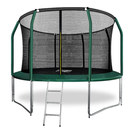 Батут премиум 12FT с внутренней страховочной сеткой и лестницей, темно-зеленый, ARL-TP-1204_I_DG, фото 1