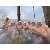 Сибирский банный чан "Илья Муромец" на бревнах + печь (нерж. сталь) 2250 мм Сибирский банный чан "Илья Муромец" на бревнах + печь (нерж. сталь) 2250 мм