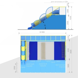 Большой Скалодром-вулкан с двумя горками (10,9*8,55*4,1 м.), фото 2 Большой Скалодром-вулкан с двумя горками (10,9*8,55*4,1 м.), фото 2