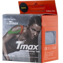 Тейп кинезиологический Tmax Extra Sticky Black (5 см x 5 м), арт. 423143, черный